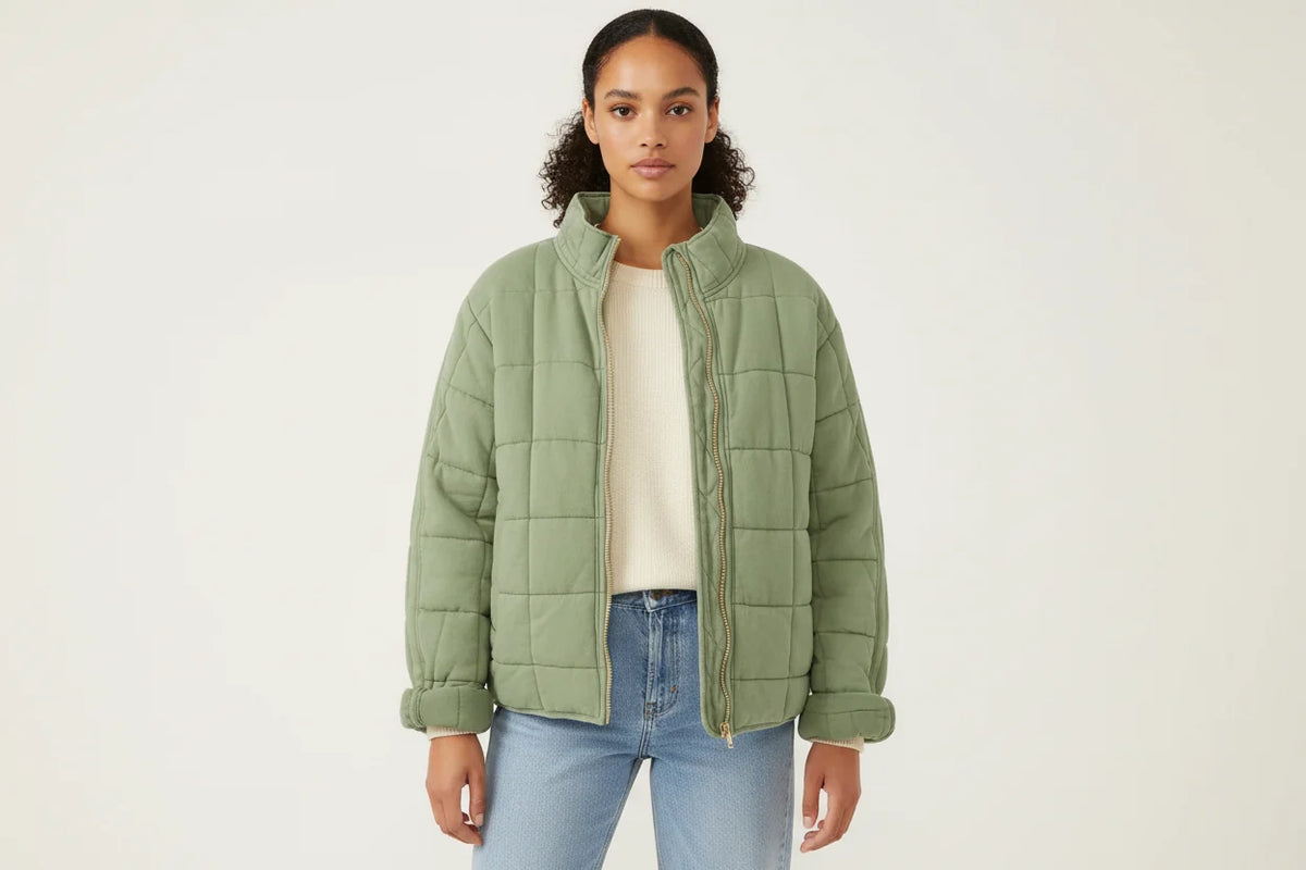 Womens Quilted Shirt Jacket Shacket - View 2