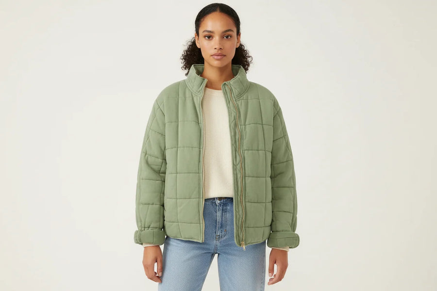 Womens Quilted Shirt Jacket Shacket - View 2