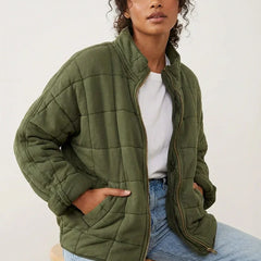 Womens Quilted Shirt Jacket Shacket - View 4