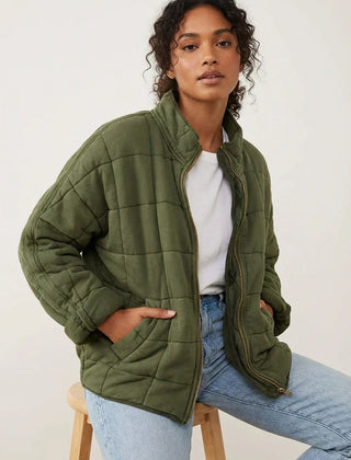 Womens Quilted Shirt Jacket Shacket - View 4