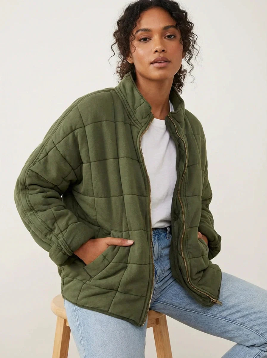 Womens Quilted Shirt Jacket Shacket - View 4