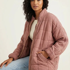 Womens Quilted Shirt Jacket Shacket - View 5