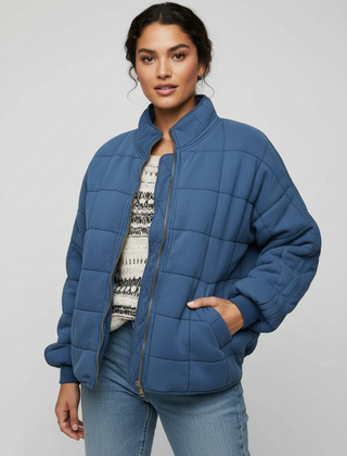 Womens Quilted Shirt Jacket Shacket - View 7