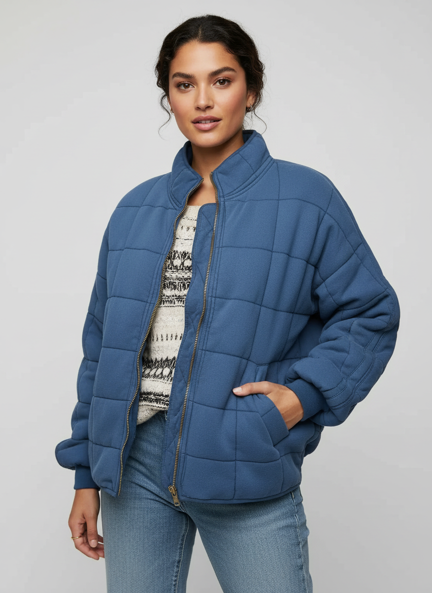 Womens Quilted Shirt Jacket Shacket - View 7