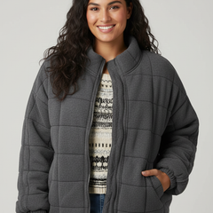Womens Quilted Shirt Jacket Shacket - View 8