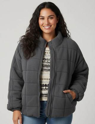 Womens Quilted Shirt Jacket Shacket - View 8