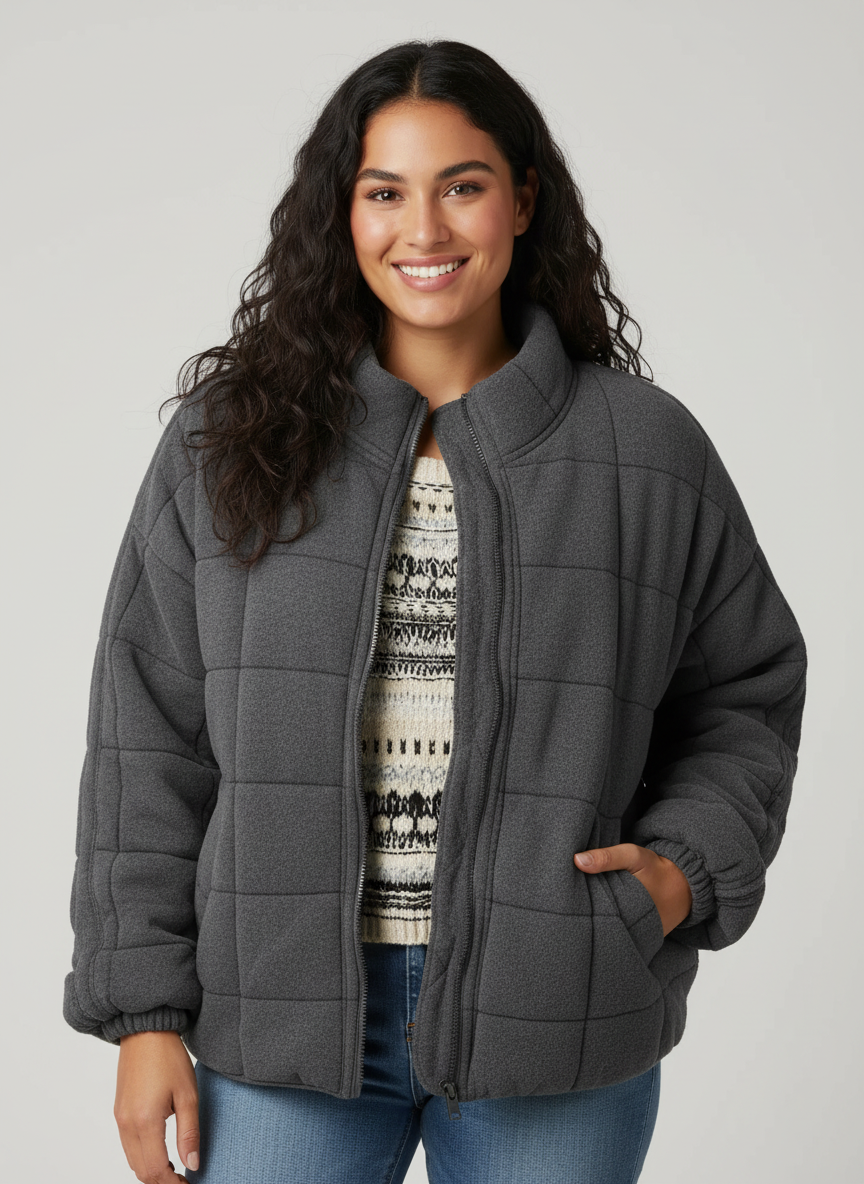 Womens Quilted Shirt Jacket Shacket - View 8