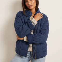 Womens Quilted Shirt Jacket Shacket - View 9