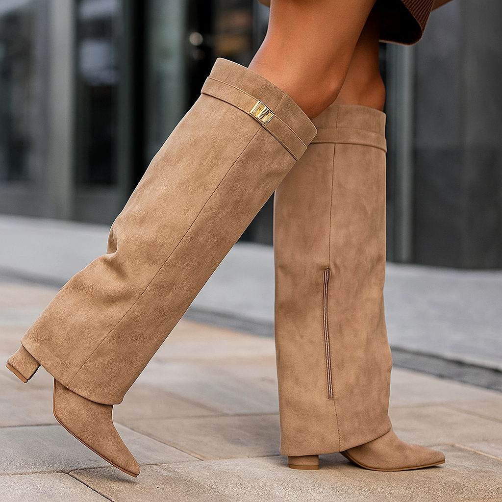 Suede Knee High Boots Women Block Heel - View 2