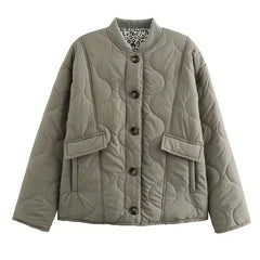Quilted Jacket Women Leopard Trim - View 6