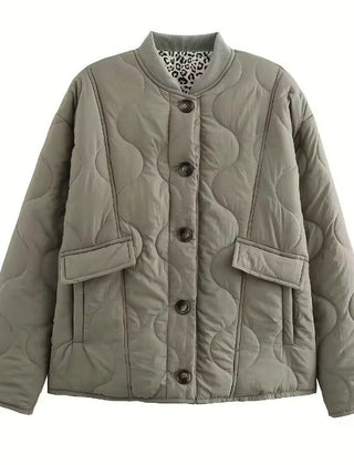 Quilted Jacket Women Leopard Trim - View 6
