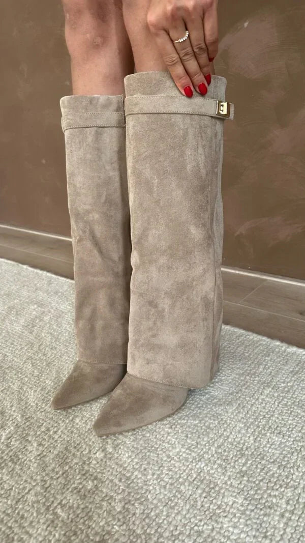 Slouchy Suede Knee Boots Women Winter