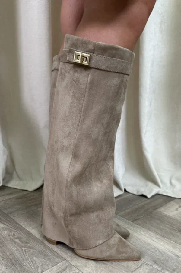 Slouchy Suede Knee Boots Women Winter - View 2