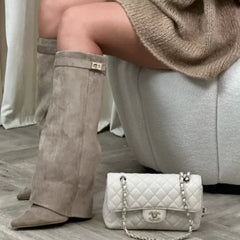 Slouchy Suede Knee Boots Women Winter - View 4
