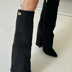 Slouchy Suede Knee Boots Women Winter - View 5