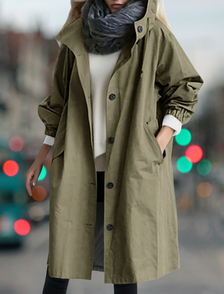 Hooded Trench Coat Women Mid Length