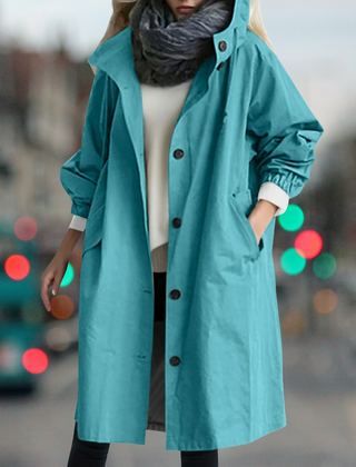 Hooded Trench Coat Women Mid Length - View 2