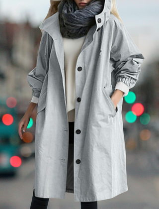 Hooded Trench Coat Women Mid Length - View 4