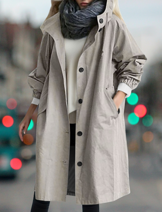 Hooded Trench Coat Women Mid Length - View 6