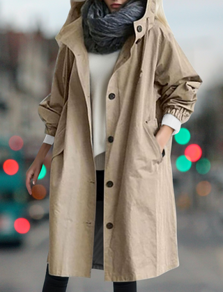 Hooded Trench Coat Women Mid Length - View 7
