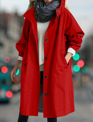 Hooded Trench Coat Women Mid Length - View 9