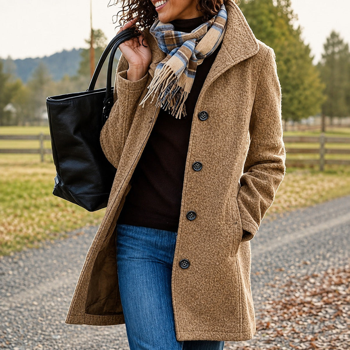 Womens Wool Blend Winter Coat - View 2
