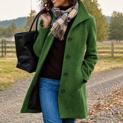 Womens Wool Blend Winter Coat - View 3