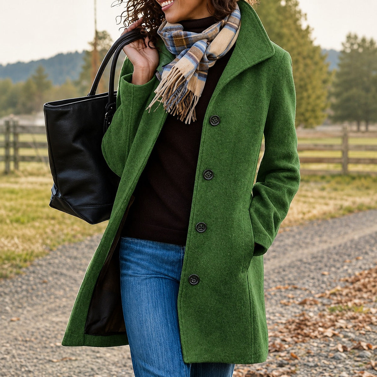 Womens Wool Blend Winter Coat - View 3