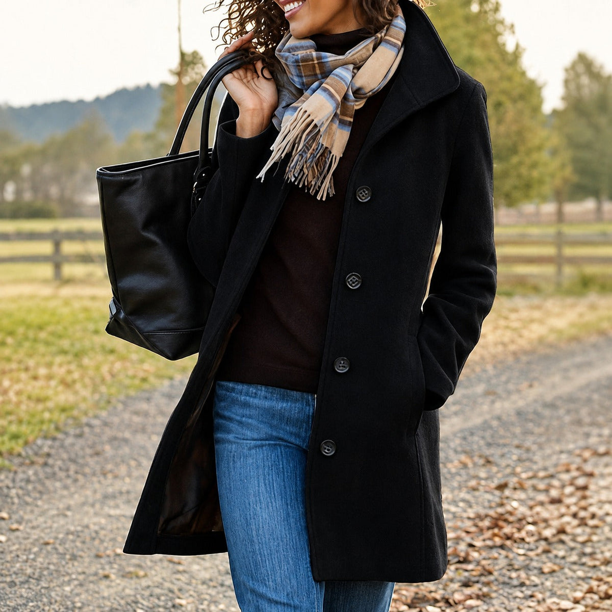 Womens Wool Blend Winter Coat - View 4