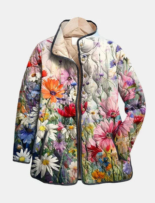Floral Quilted Jacket Women Reversible
