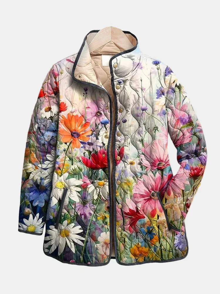 Floral Quilted Jacket Women Reversible