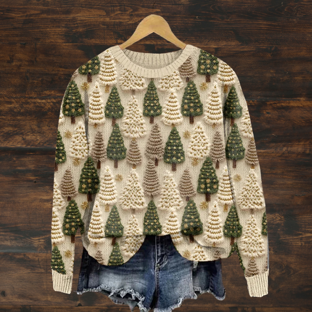 Christmas Tree Print Sweater Women