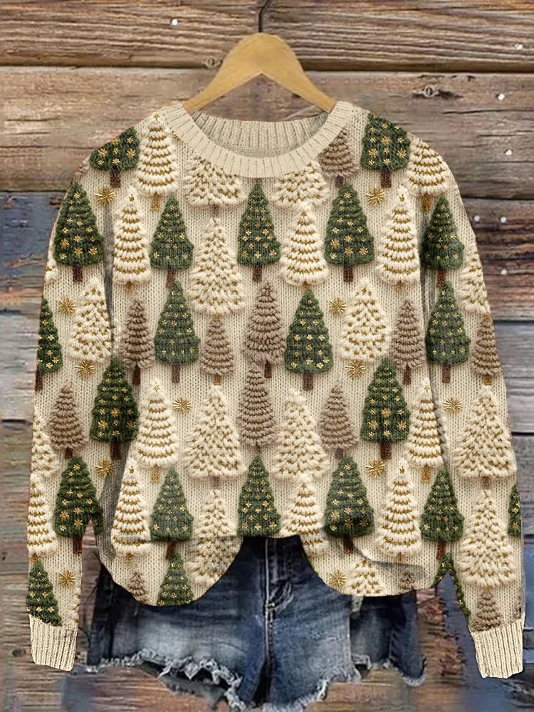 Christmas Tree Print Sweater Women - View 2