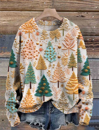 Christmas Tree Print Sweater Women - View 3