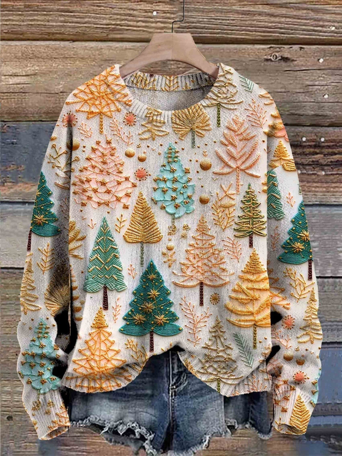 Christmas Tree Print Sweater Women - View 3