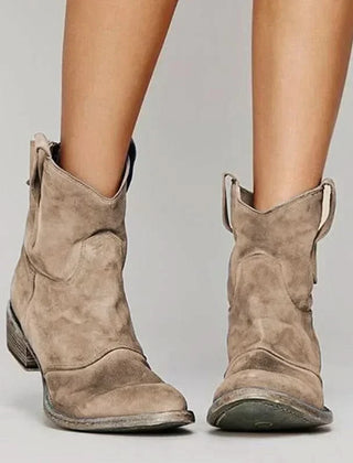 Western Ankle Boots Women Suede