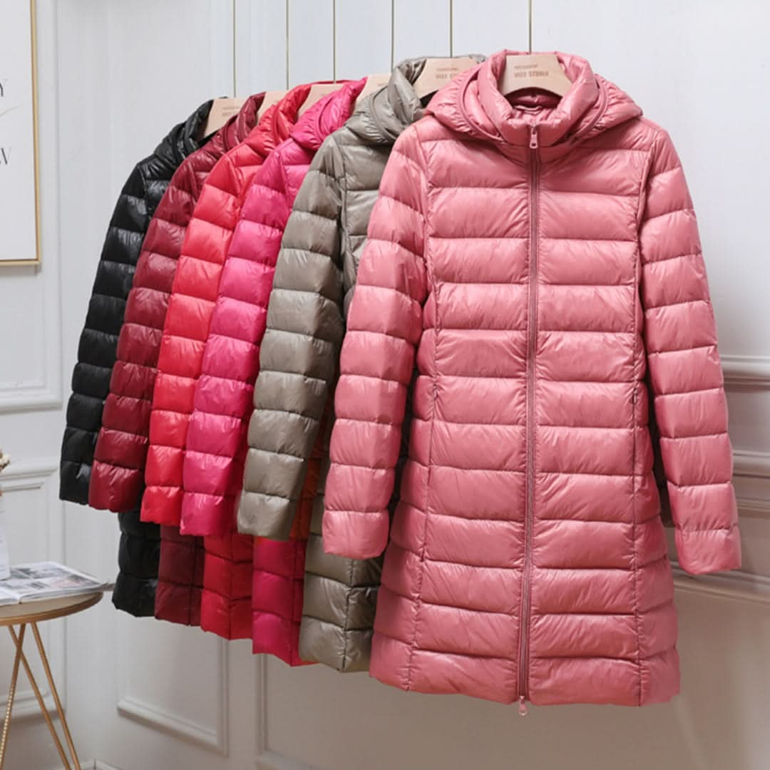 Long Down Puffer Coat Women Hooded