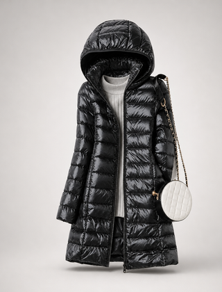 Long Down Puffer Coat Women Hooded - View 6