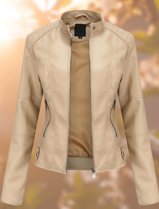 Faux Leather Moto Jacket Women Slim - View 4