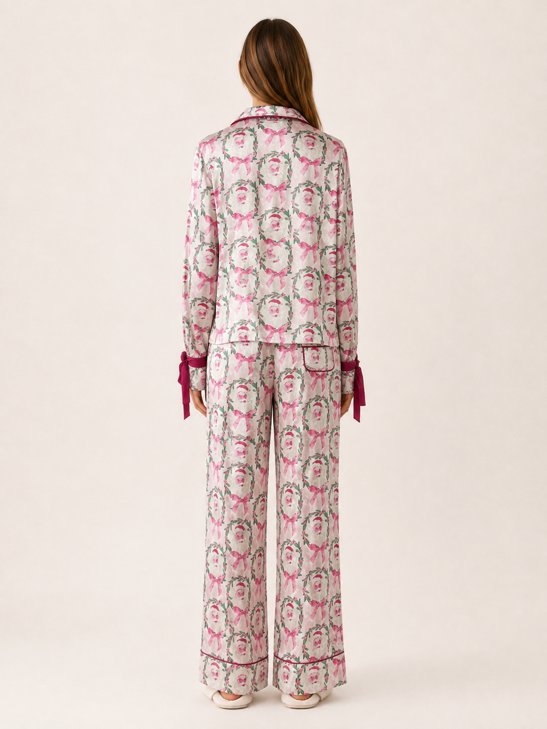 Satin Pyjama Set Women Printed Two Piece - View 2
