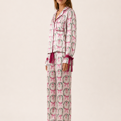 Satin Pyjama Set Women Printed Two Piece - View 3