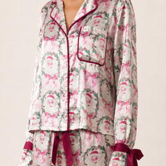 Satin Pyjama Set Women Printed Two Piece - View 4