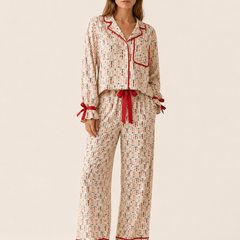 Satin Pyjama Set Women Printed Two Piece - View 6