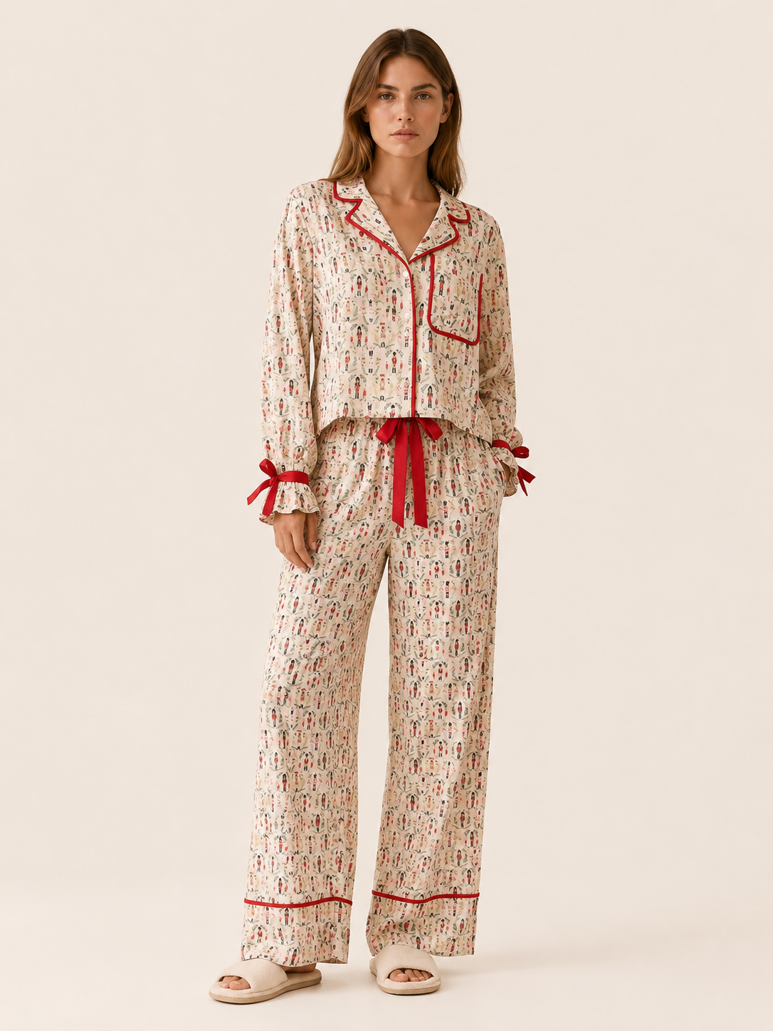 Satin Pyjama Set Women Printed Two Piece - View 6