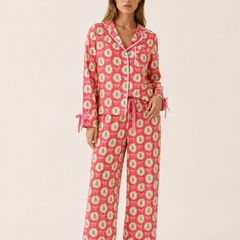 Satin Pyjama Set Women Printed Two Piece - View 7