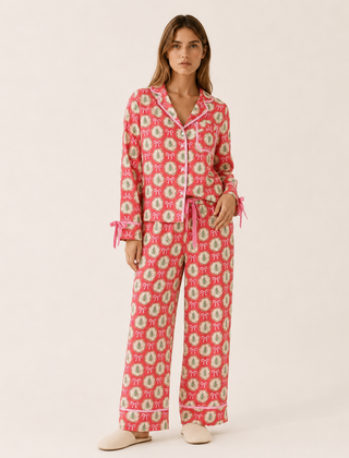 Satin Pyjama Set Women Printed Two Piece - View 7