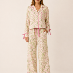 Satin Pyjama Set Women Printed Two Piece - View 8