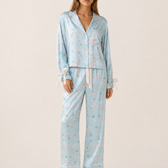 Satin Pyjama Set Women Printed Two Piece - View 9
