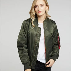 Womens Bomber Jacket Zip Up - View 12