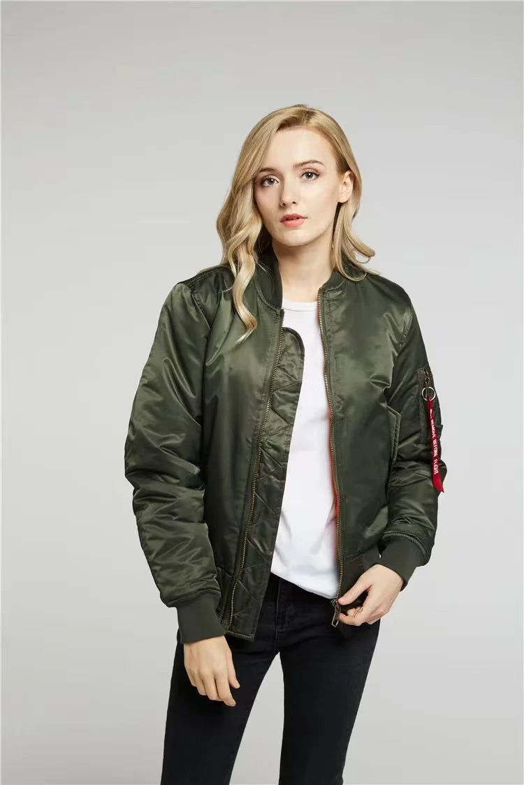 Womens Bomber Jacket Zip Up - View 12